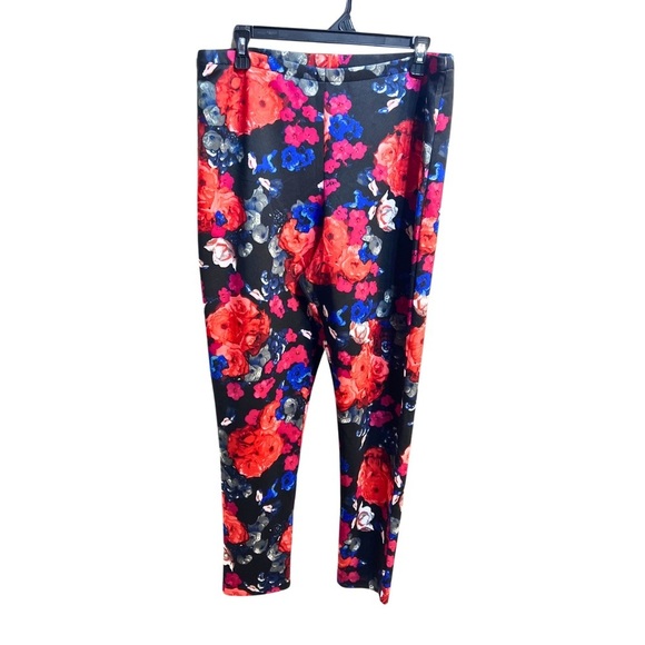 Boston Proper Floral Boho Colorful Travel Pull On Leggings Pants Size Large - Picture 1 of 12